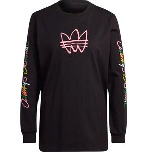 Adidas Women’s XS Black Long Sleeve Tee with Colorful Graphics NWT